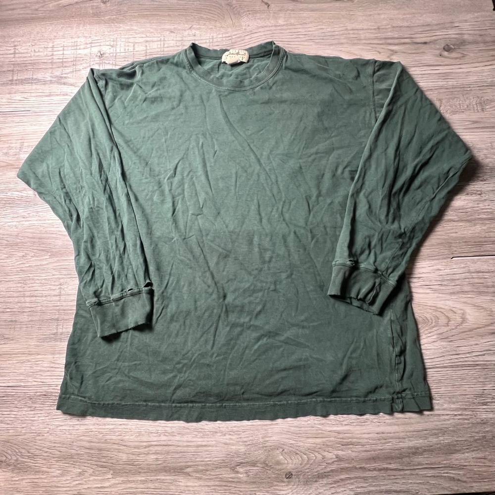 Eddie Bauer Long Sleeve T-Shirt Mens L Green Distressed Vintage Cotton P83